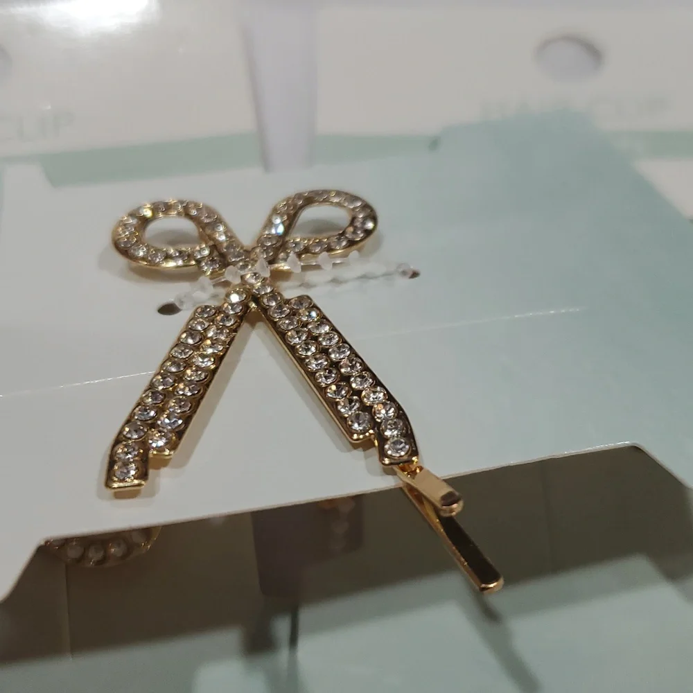 3pack bling rhinestone barber hairstylist‎ scissors shaped hair clip new